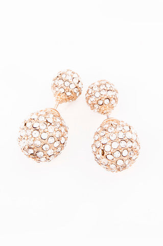 Oval Double-Sided Crystal Earrings (Gold) - My Jewel Candy - 1
