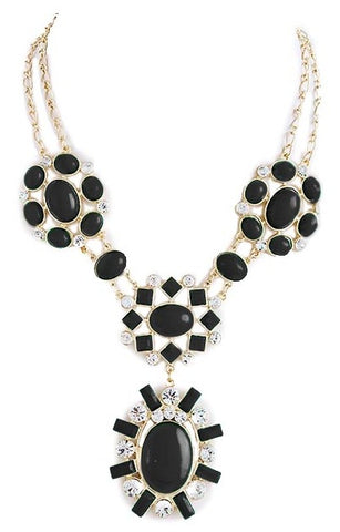 Black Sunburst Pendant Jewel Necklace - My Jewel Candy