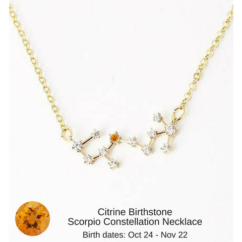 Scorpio Constellation Zodiac Necklace with Citrine Birthstone - "Star Candy"