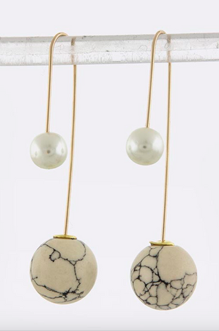 Double-Sided Dangle Earrings (Cream) - My Jewel Candy - 1