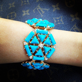 Turquoise & Crystal Hexagon Bracelet