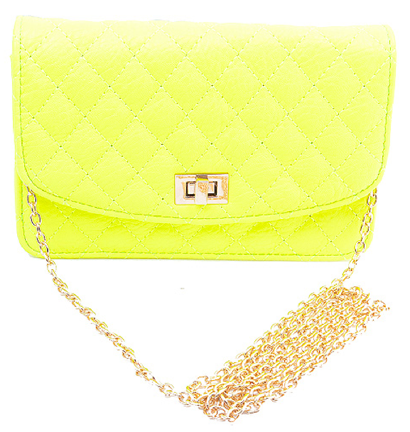 Neon Yellow Quilted Bag - My Jewel Candy - 1