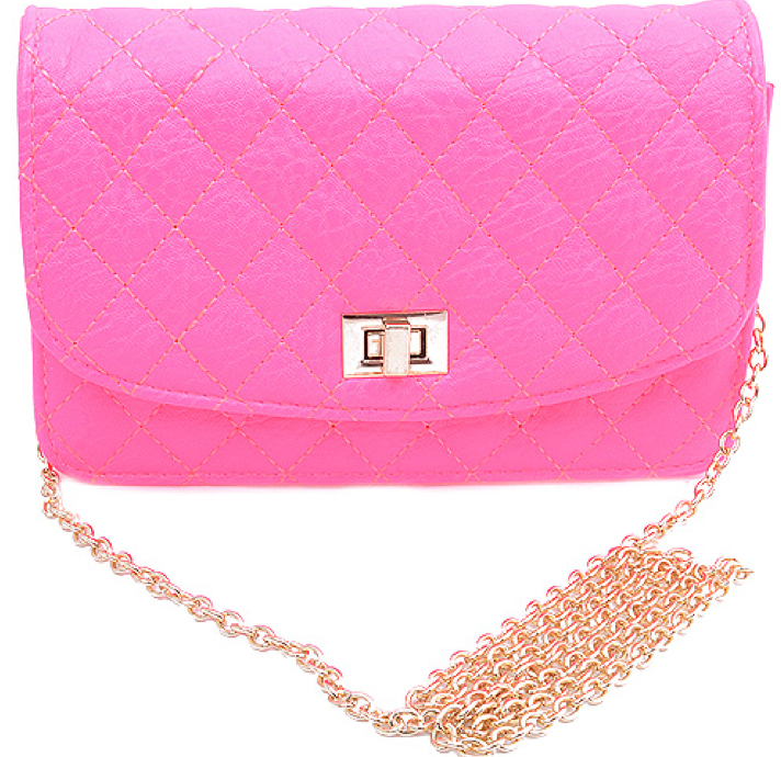 Neon Pink Quilted Bag - My Jewel Candy - 1