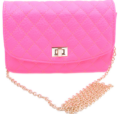 Neon Pink Quilted Bag - My Jewel Candy - 1