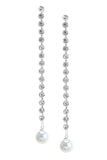 Long Crystal Lined Pearl Drop Earrings