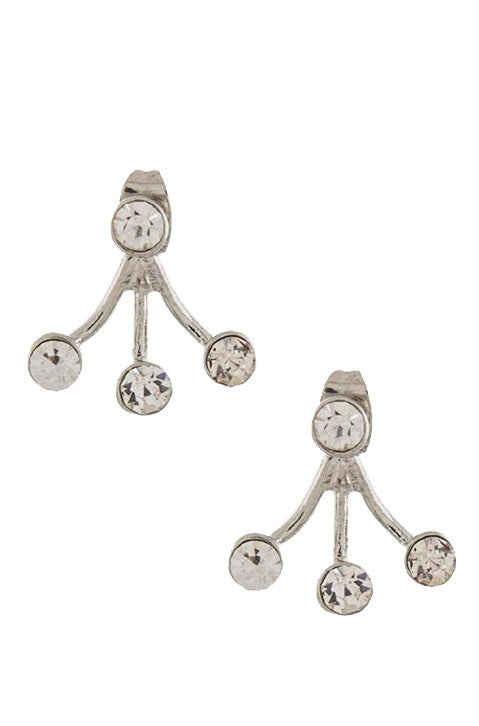 Triple Jewel Double-Sided Earrings (Silver) - My Jewel Candy - 1