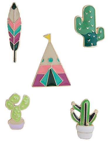 Cactus & Teepee Enamel Pin Set - My Jewel Candy - 1