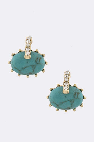 Turquoise Oval Stone Earrings - My Jewel Candy - 1