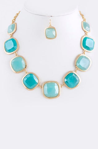 Turquoise Squares Necklace - My Jewel Candy
