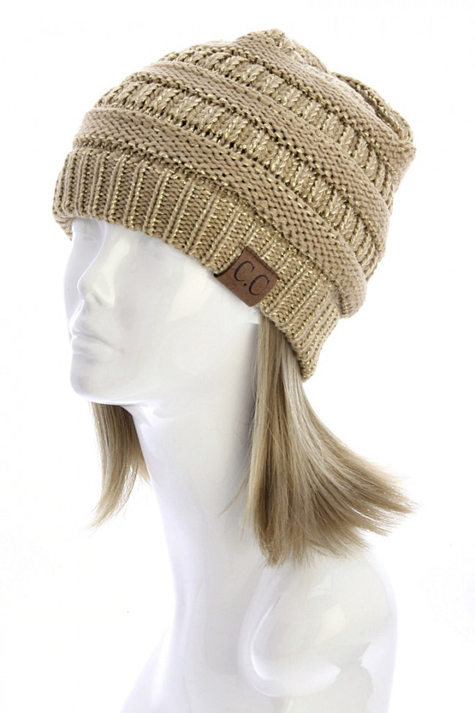 CC Beanie: Two Toned Metallic Gold - My Jewel Candy