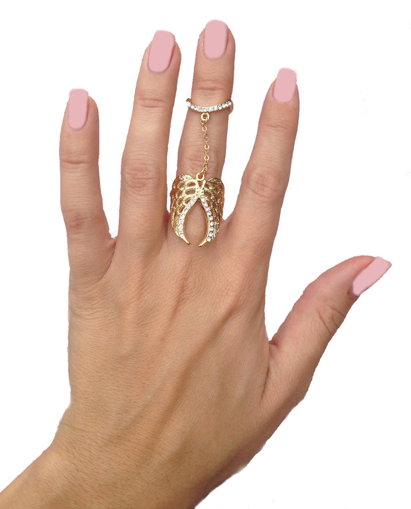 Two Ring Angel Angel Wing Double knuckle midi ring – Jewel Candy