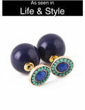 Navy & Sea Green Beaded Double-Sided Earrings (As seen in Life & Style Magazine) - My Jewel Candy - 1