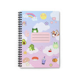 OMG! Cute Kawaii Stickers Notebook Journal! | Kawaii Yoobi Axolotl Lovers Gift | Korean Washie Mantra | Gund Pusheen Squishy Spiral Notebook - Ruled Line