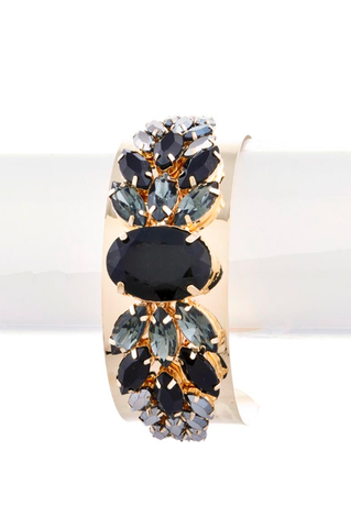 Black Floral Cuff Bracelet - My Jewel Candy - 1