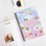 OMG! Cute Kawaii Stickers Notebook Journal! | Kawaii Yoobi Axolotl Lovers Gift | Korean Washie Mantra | Gund Pusheen Squishy Spiral Notebook - Ruled Line