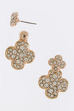 Crystal Encrusted Double Studded Clover Earrings - My Jewel Candy - 1