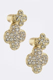 Crystal Encrusted Double Studded Clover Earrings - My Jewel Candy - 2