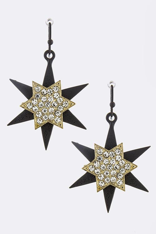 Crystal Lined Star Drop Earrings - My Jewel Candy