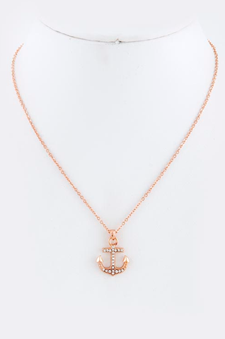Crystal Anchor Charm Necklace - My Jewel Candy
