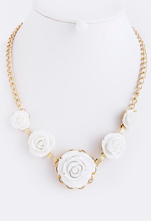 Cream Rose Necklace - My Jewel Candy