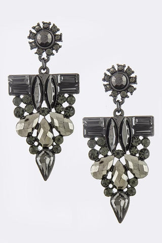 Gunmetal Crystal Drop Earrings - My Jewel Candy - 1