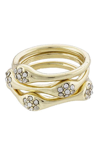 Gold Stack Rings Set with Encrusted Crystal - My Jewel Candy