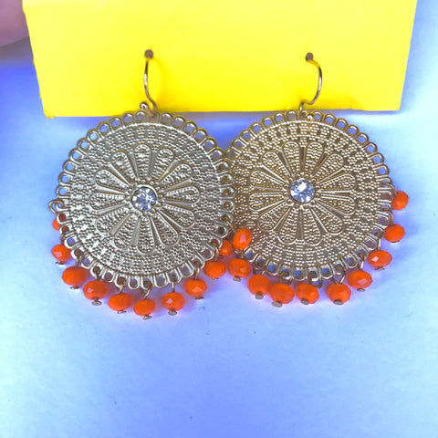 🍊Beaded Dangle Earrings (Orange)
