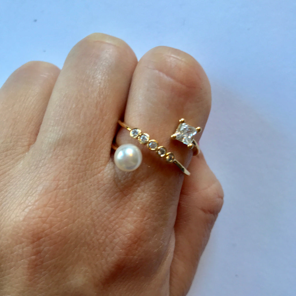 Crystals and Pearl Wrap Ring