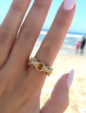 Leopard Ring, Emerald Ring, Baby Pink Ring