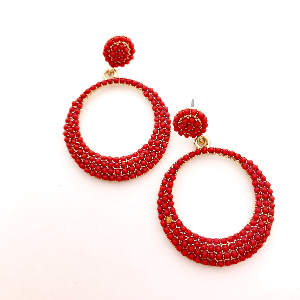 Red Beaded Earrings