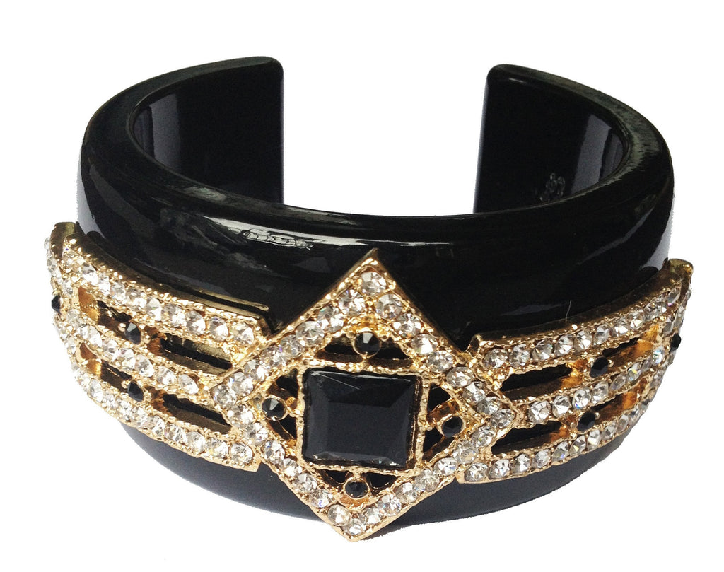 Black Bejeweled Princess Cuff Bracelet - My Jewel Candy