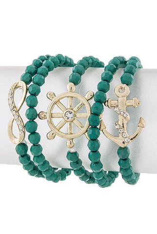 Nautical Beaded Turquoise Bracelet Stack - My Jewel Candy