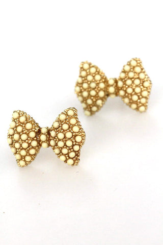 Pearls Bow Stud Earrings - My Jewel Candy