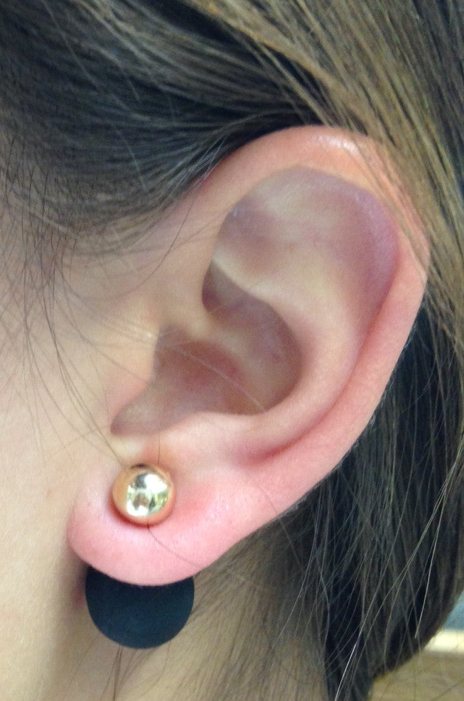 Double sided earrings gold top