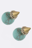Orb & Cone Double-Sided Earrings (Turquoise) - My Jewel Candy - 1