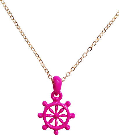 Captain-of-the-Ship Neon Pink Wheel Necklace - My Jewel Candy