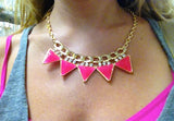 Pink Triangle Chain & Crystal Necklace - My Jewel Candy - 3