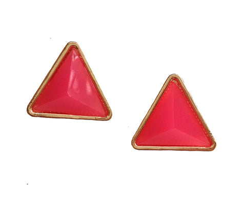 Neon Pink Triangle Stud Earrings - My Jewel Candy