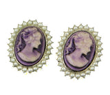 Lavender Colored Cameo Earrings - My Jewel Candy - 1