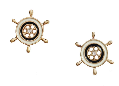 Nautical Ship Wheel Stud Earrings - My Jewel Candy