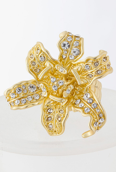 Crystal Encrusted Double Flower Ring - My Jewel Candy - 3
