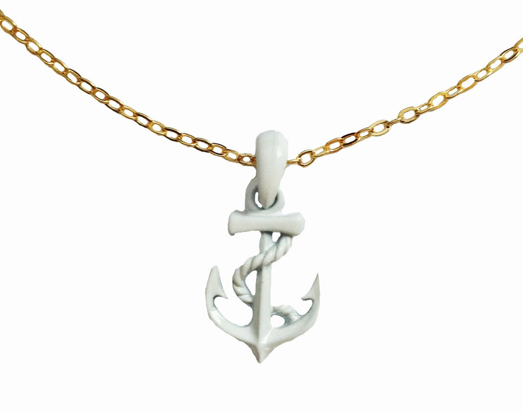 Captain of the Ship White Anchor Necklace - My Jewel Candy